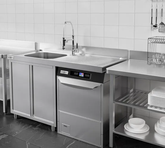 Plonge avec passage lave-vaisselle 140 x 70cm et placard - cuve à gauche l60 x p50 x h30 cm_2