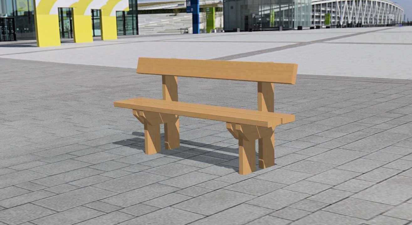 Banc public avec dossier en bois traité classe IV - Référence MUB25 - Longueur 1m70_2