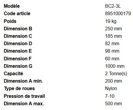 Bc2-3l - Crics bouteille Rodcraft - capacité 2T - rapide, léger et compact_2