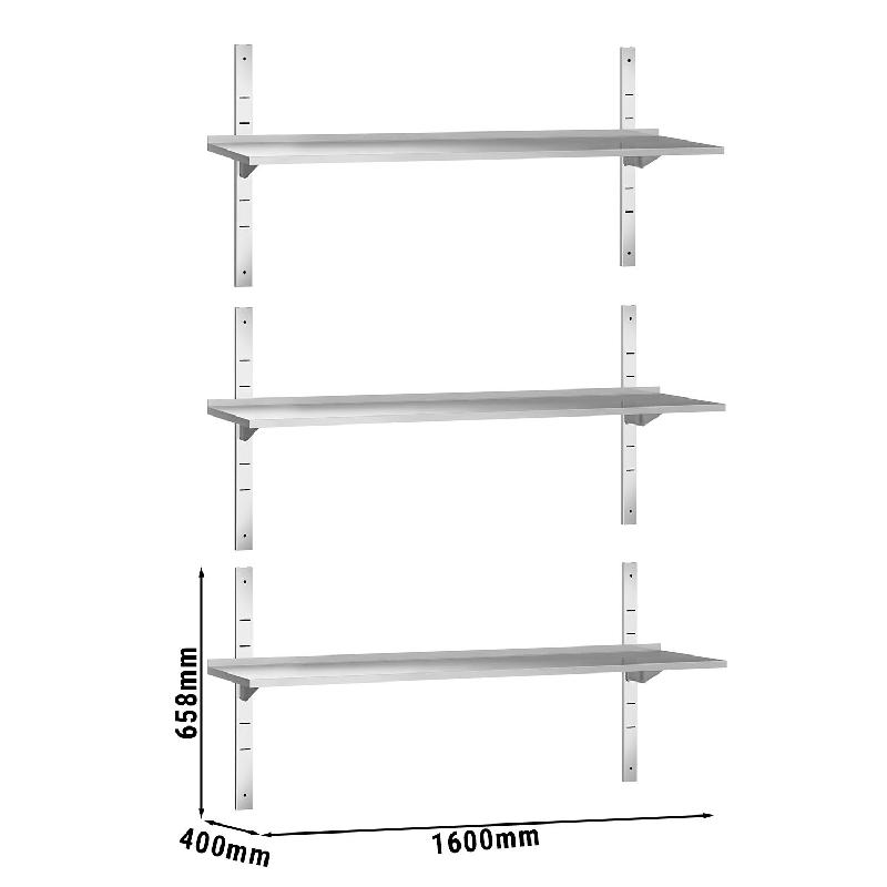Etagères murales en inox 3 niveaux Profondeur 400 mm - 1600_2