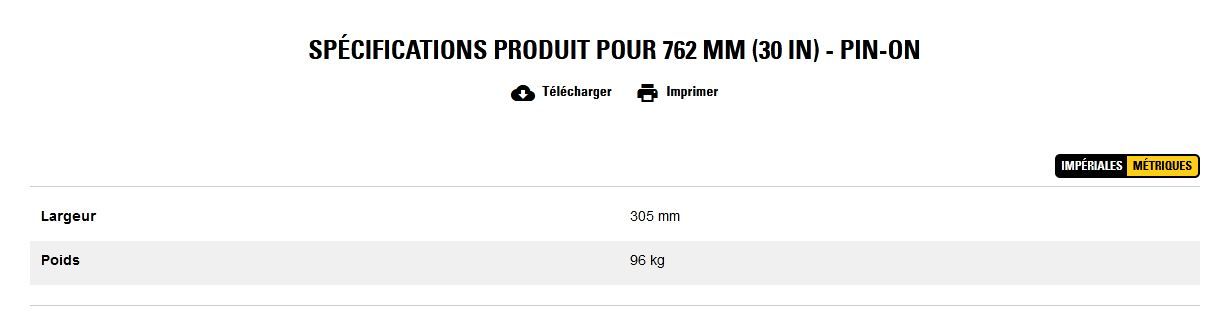 Godet d'excavation à l'arrière de la chargeuse pelleteuse - caterpillar finance france - extra-robuste - 762 mm (30 in) - pin-on - poids 96 kg_2