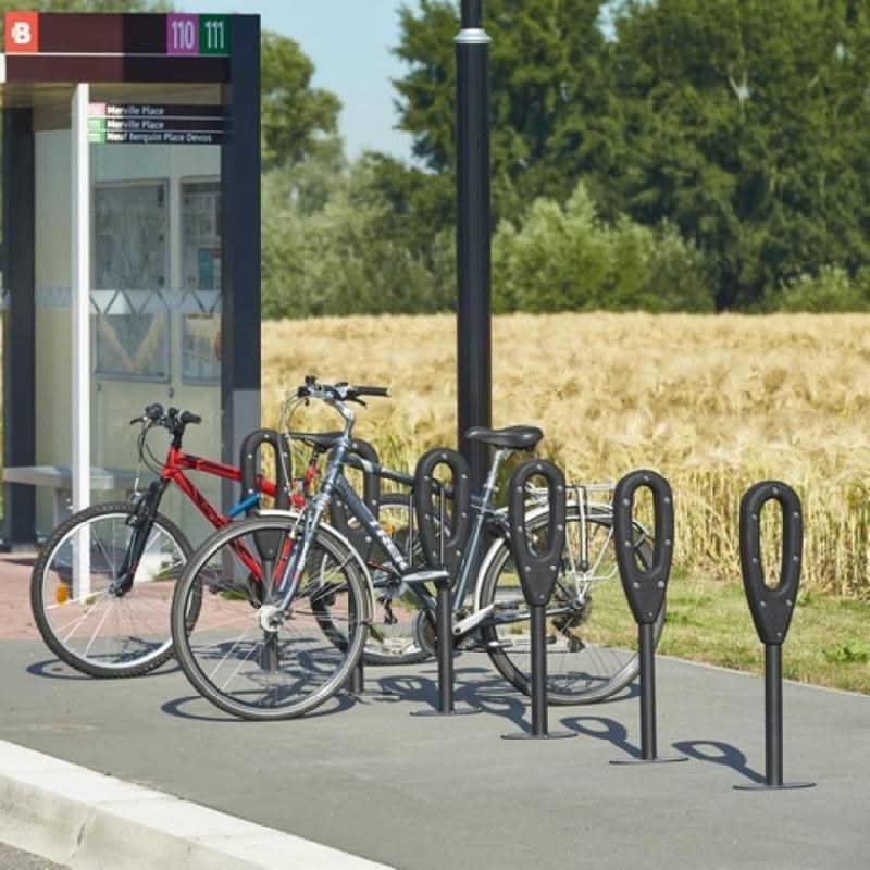 Poteau range 2 vélos avec un anneau en gomme pour une protection maximum des vélos_2