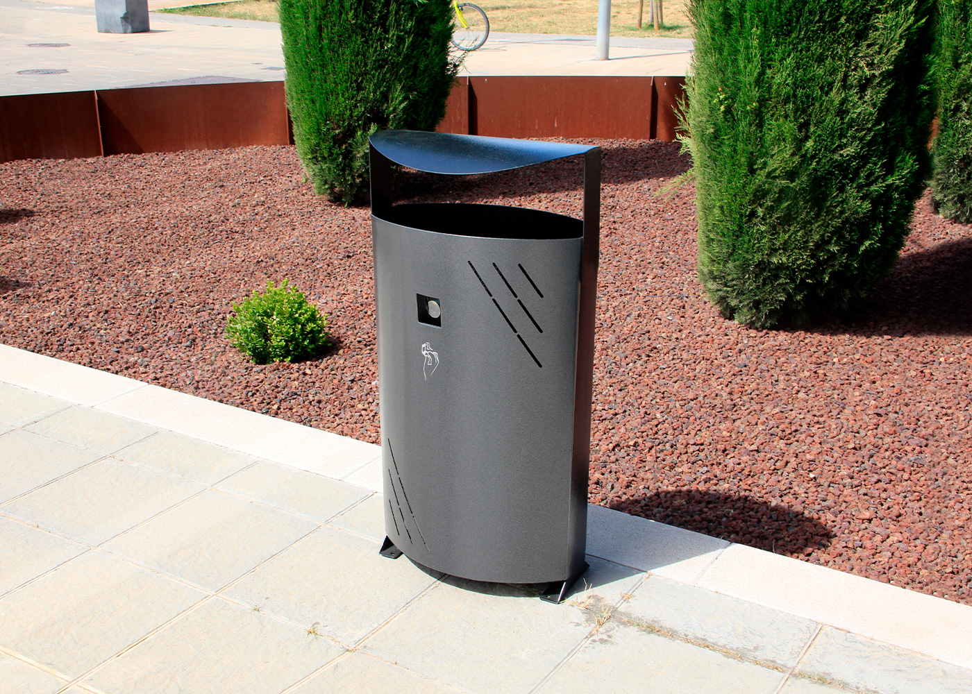 Poubelle publique Titan PA684 - acier zingué avec cendrier intégré et système de fixation_2