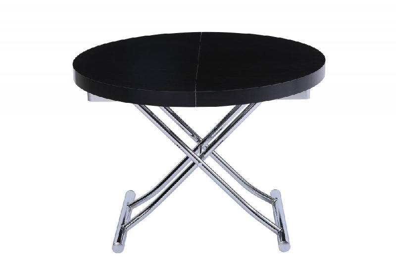 Table basse ronde relevable et extensible SATURNA - Bois noir - Diamètre 105 cm, extensible à 135 cm_2