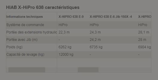 Grue polyvalente X-hipro 638 pour levage volumineux et robuste