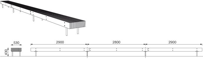 LWD120/LWD121/LWD122 - Banc connecté en bois massif avec pieds en acier - MMCité 1 a.S. - Hauteur 430 mm_2
