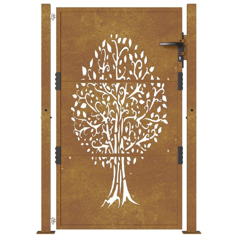 Vidaxl portail de jardin 105x130 cm acier corten conception de l'arbre 153162_2