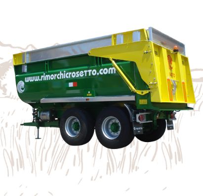 Système de bennage hydraulique sur remorque agricole