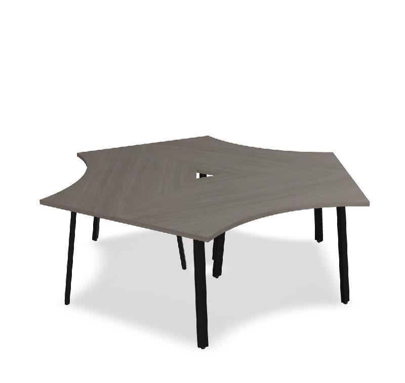 Bureau bench 3 personnes Ogi A - MDD. - Noir, Chêne gris_2