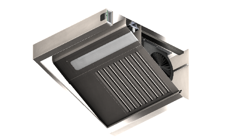 Hotte casquette complètement équipée - P900 - H460 - acier inox EN 1.4509 AISI 441 - filtre labyrinthe_2