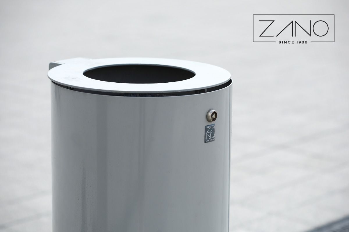 Poubelle urbaine Aries - Zano - 37L - acier noir ou inox brossé - design moderne et résistant_2