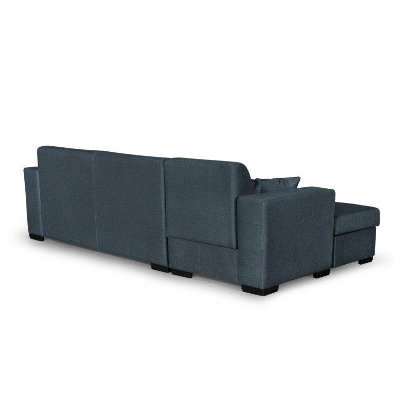 Canapé d'angle gauche convertible CABIRI bleu pétrole - avec coffre de rangement et coussins d'appoint_2