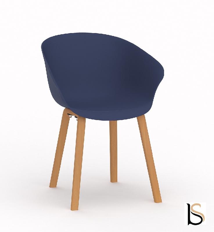 Lot de 4 chaises visiteurs Hop - Mobel Linea. - Bleu_2