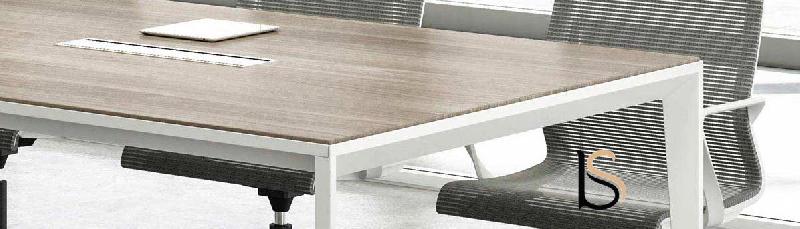 Table de réunion rectangulaire modèle X5 - Officity - 240, Blanc, Orme_2