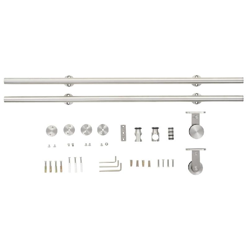 Vidaxl kit fixation porte coulissante 183 cm acier inoxydable argenté 142825_2