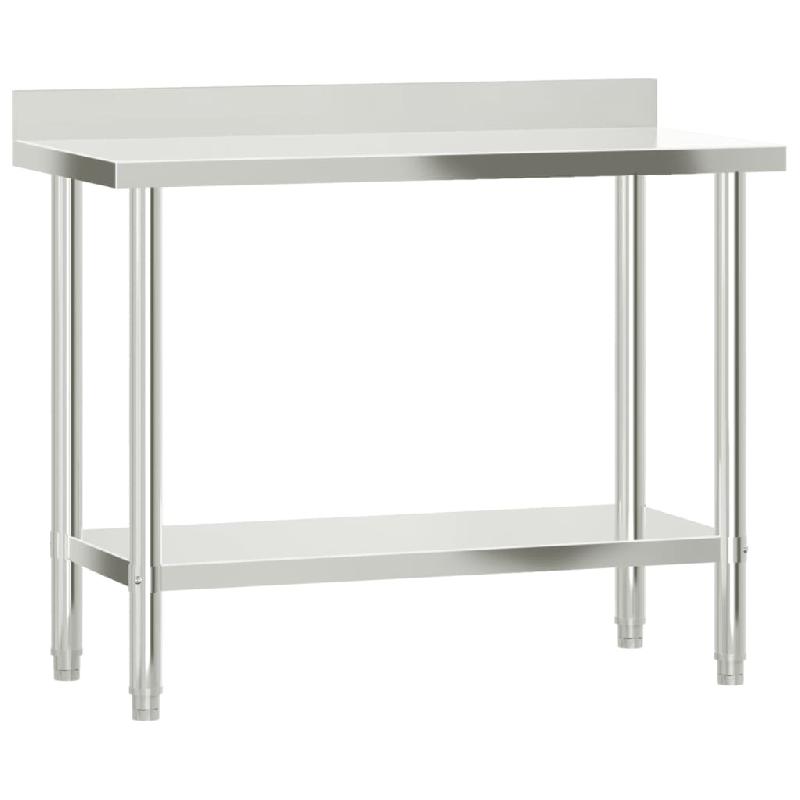 Vidaxl table de travail de cuisine avec étagère 110x55x150 cm inox 3208908_2