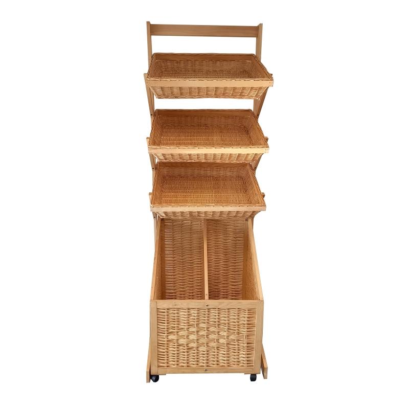 Présentoir bois osier Boulpat sur roulettes -_2