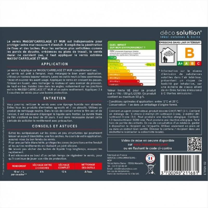 Vernis transparent satinée 1 l - protection enduit décoratif Masqu'carrelage MAISON DECO_2