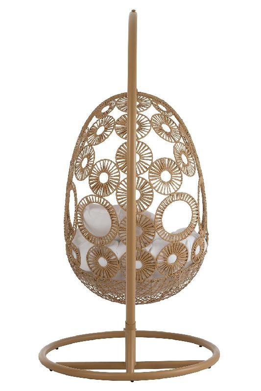 Fauteuil suspendu VANA - Aluminium et roseau beige - Bohème chic, intérieur/extérieur_2