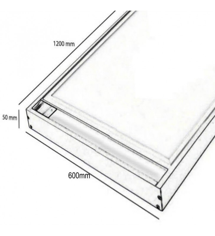 Boîtier saillie pour panneaux LED 120x60cm - Aluminium blanc - réf kitsai1206_2