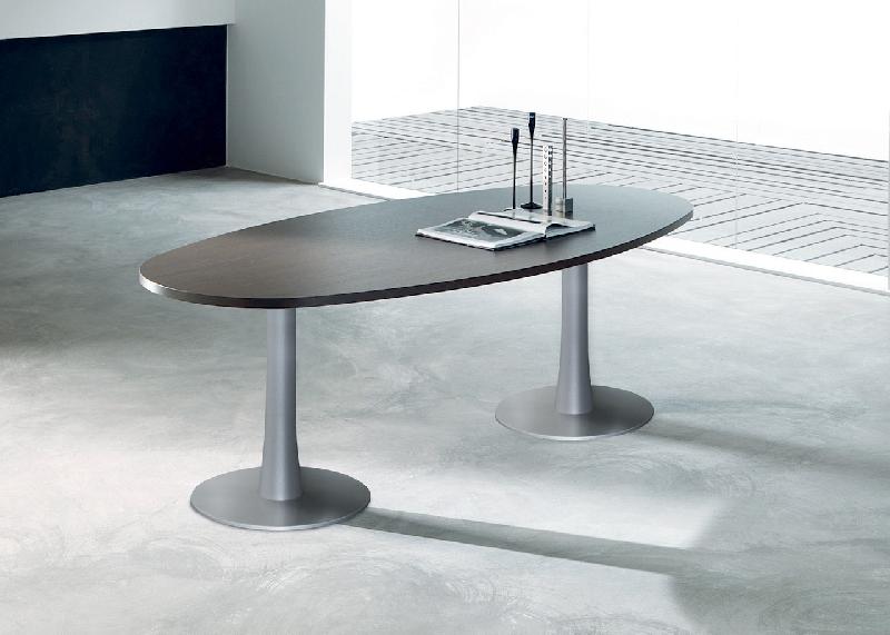 Table de réunion ovale Meeting - Quadrifoglio. - Argent Ral 9006, 240, Blanc_2