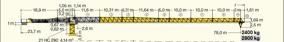 370 ec-b 12 fibre flat-top grue à tour - liebherr - hauteur max. Sous crochet 	91,70 m - capacité de levage max. 12 000 kg_2