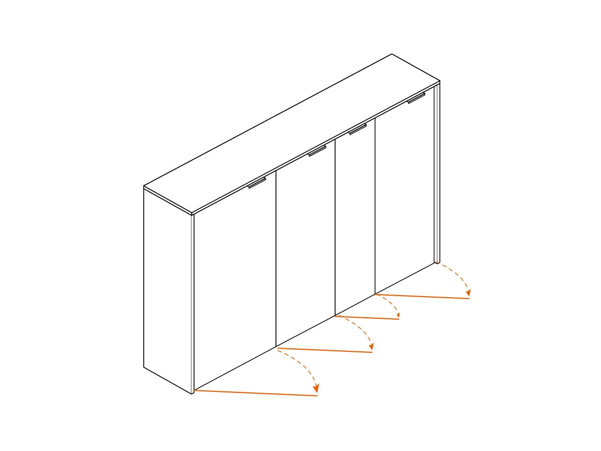 Armoire mi-haute push open laquée Ostara O5 - L184 x H130 cm - 4 compartiments et espace ouvert finition bois_2