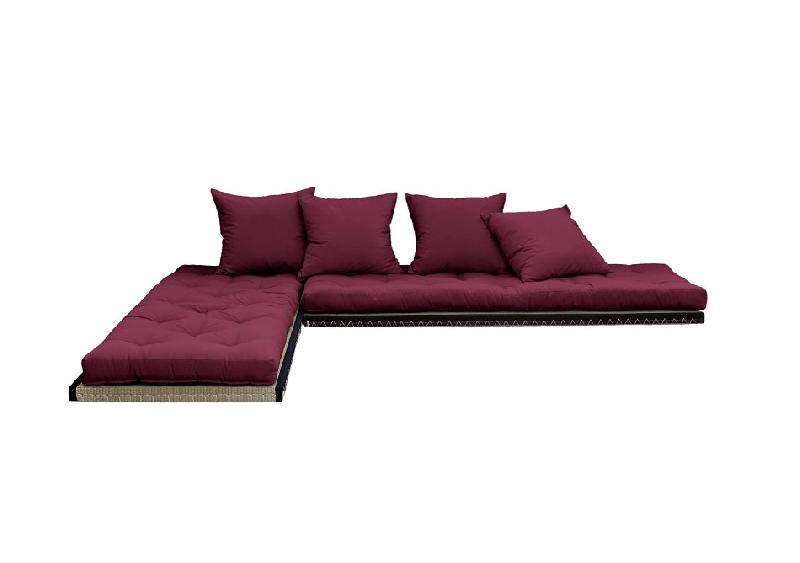 Banquette futon tatami CHICO bordeaux - couchage modulable 140 x 200 cm ou 2 x 70 x 200 cm_2