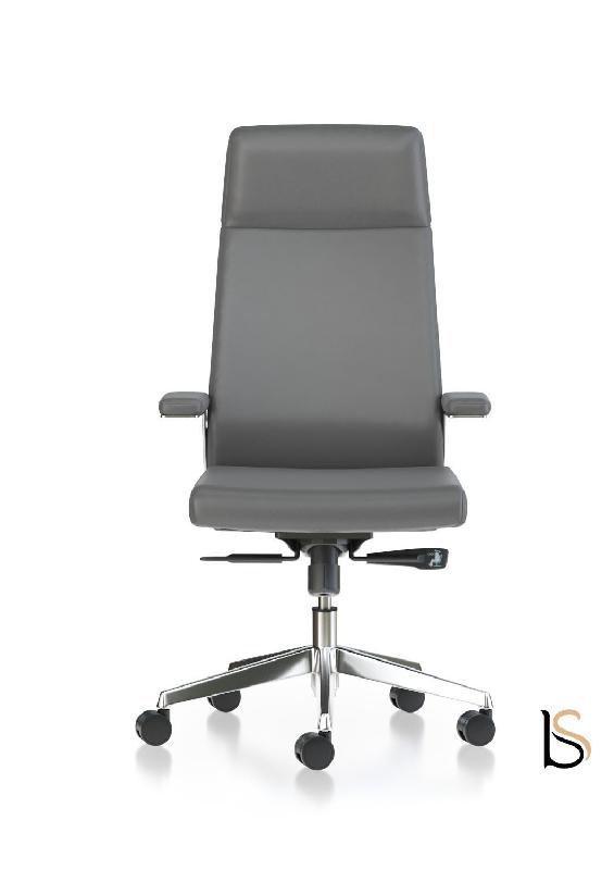 Fauteuil de direction Teos - Mobel Linea - cuir gris, Démonté_2