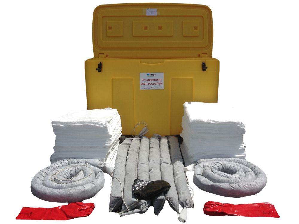 Kit absorbant anti-pollution pour liquides polluants - hydrocarbures, produits chimiques, tous liquides - capacités 10 à 1000 litres_2