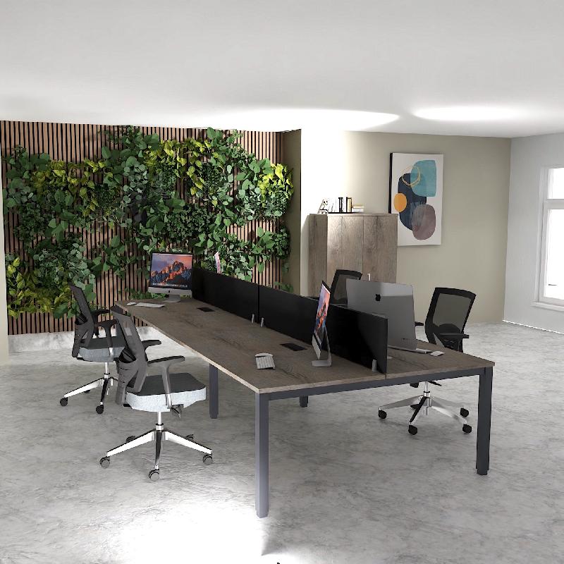 Bench 4 personnes Tempo - Mobel linea - Anthracite, 360, Chêne grisé_0