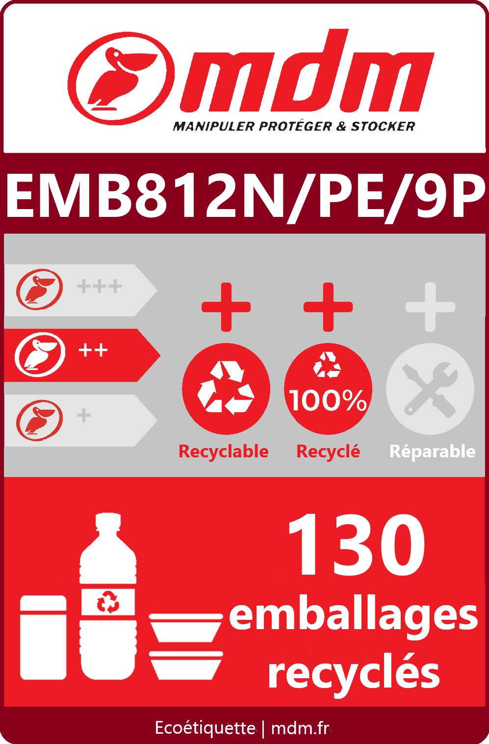 Palette plastique légère et emboitable - EMB812N/PE/9P - 800x1200 mm - Recyclable_2