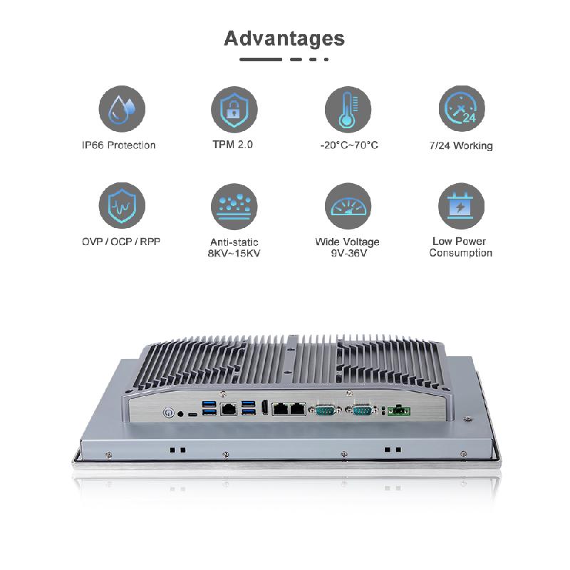 Panel PC industriel fanless 15.6 pouces 16:9 Full HD pour HMI, supervision et automatisation - EVI-156WCC-12th - façade IP66, Intel Core 12e génération_2
