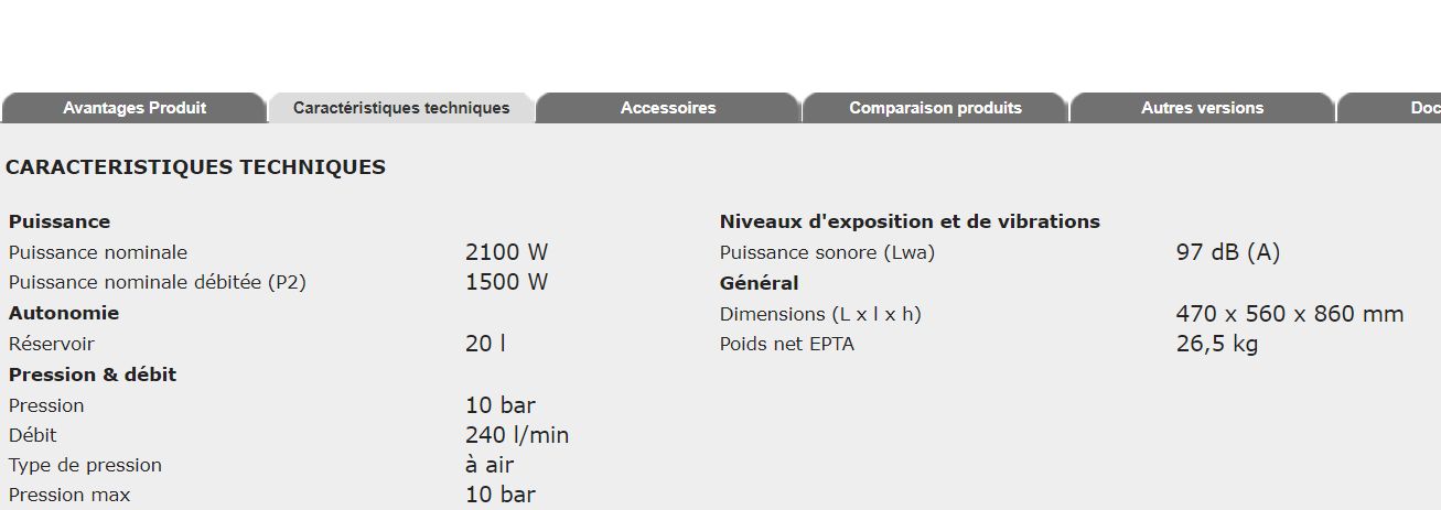 Compresseur à air AC1300 - Makita France - 2100 W - 10 bar - Cuve 20L sans huile_2