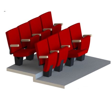 Fauteuil  de spectacle à piétement métallique central avec accoudoirs manchette en bois massif pour ERP - PHILAÉ._2