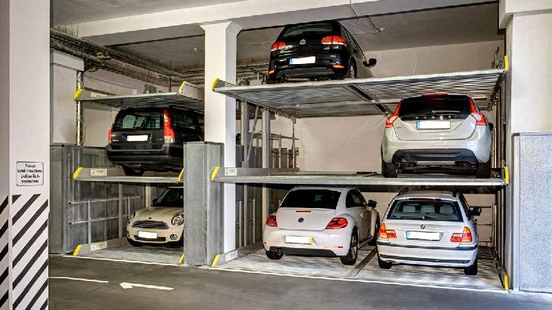 Parking mécanique à stationnement indépendant sur trois niveaux - Hauteur de véhicule jusqu'à 175 cm - Largeur de place jusqu'à 500 cm - Parklift 413_2