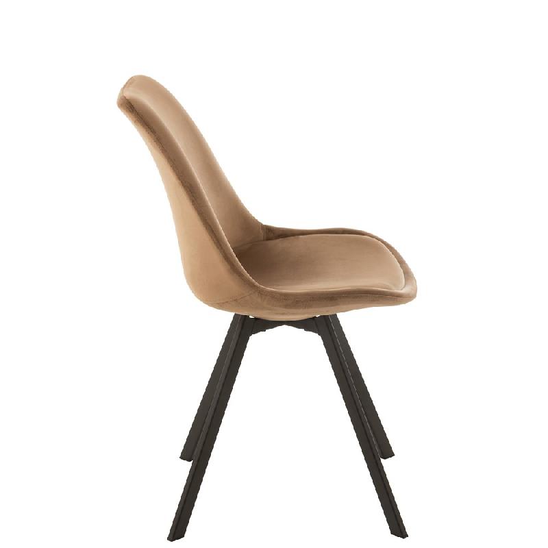 Chaise design RATRI en tissu marron - pieds métal noir - confort optimal et style moderne_2