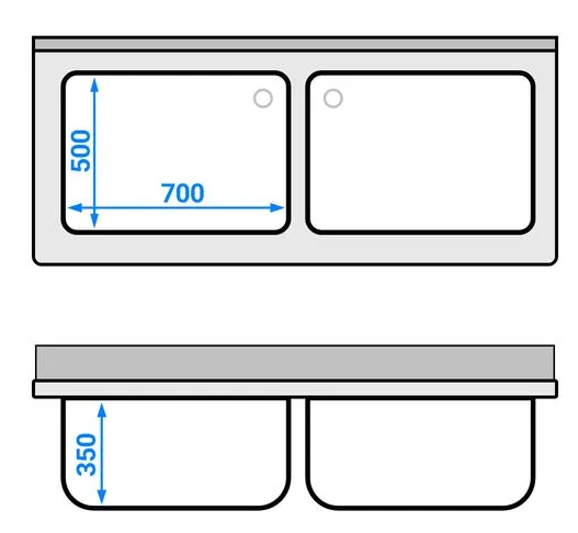 Plonge batterie 160x70cm - 2 cuves_2