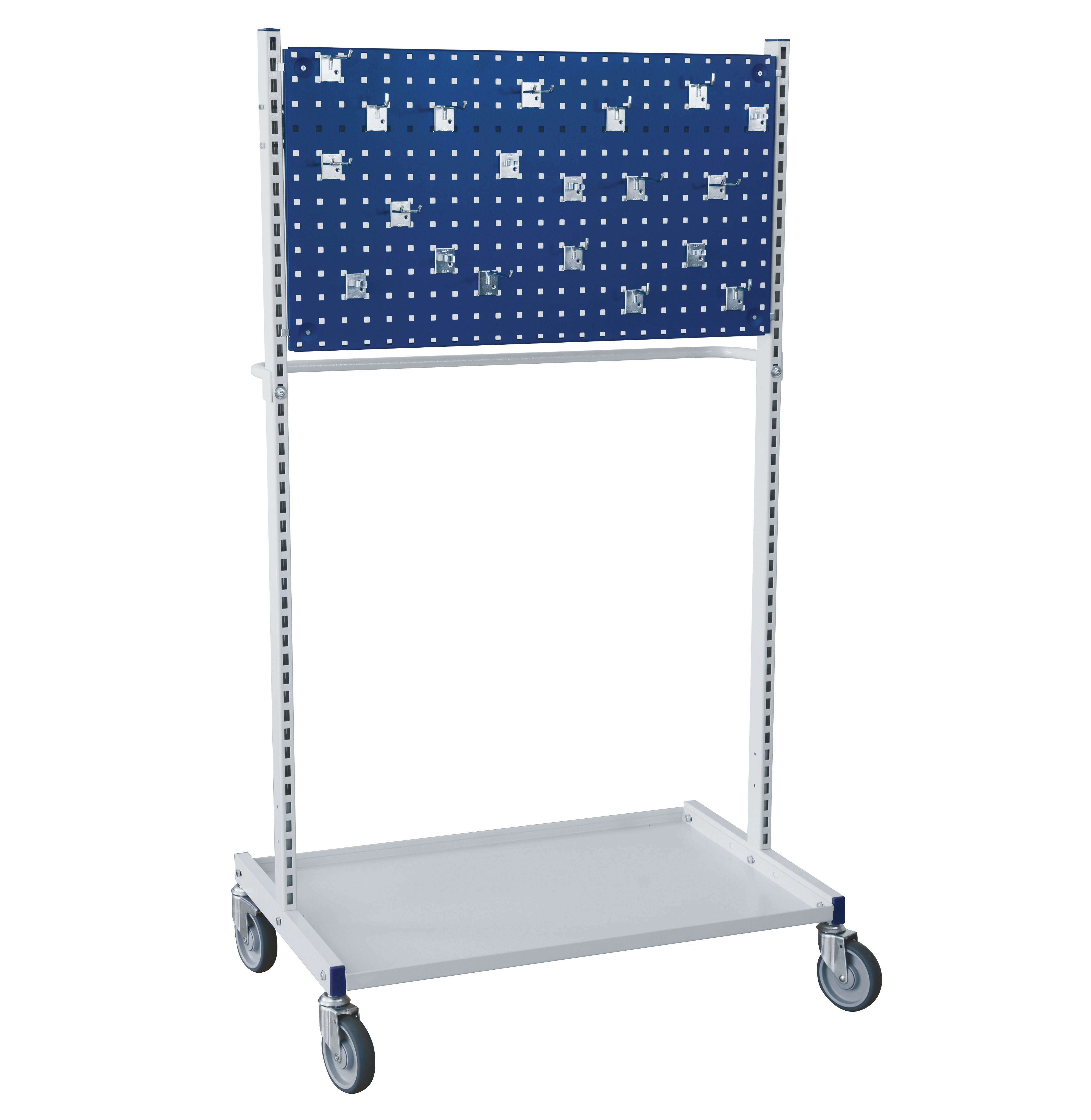 Desserte montants centrés - hauteur 1650 mm - avec roulettes pivotantes et tablette basse_2