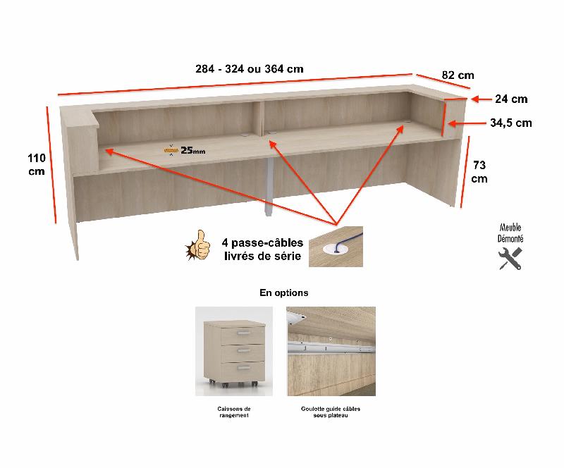 Banque d'accueil 2 personnes delta first - MOBEL LINEA - 284, acacia clair_2