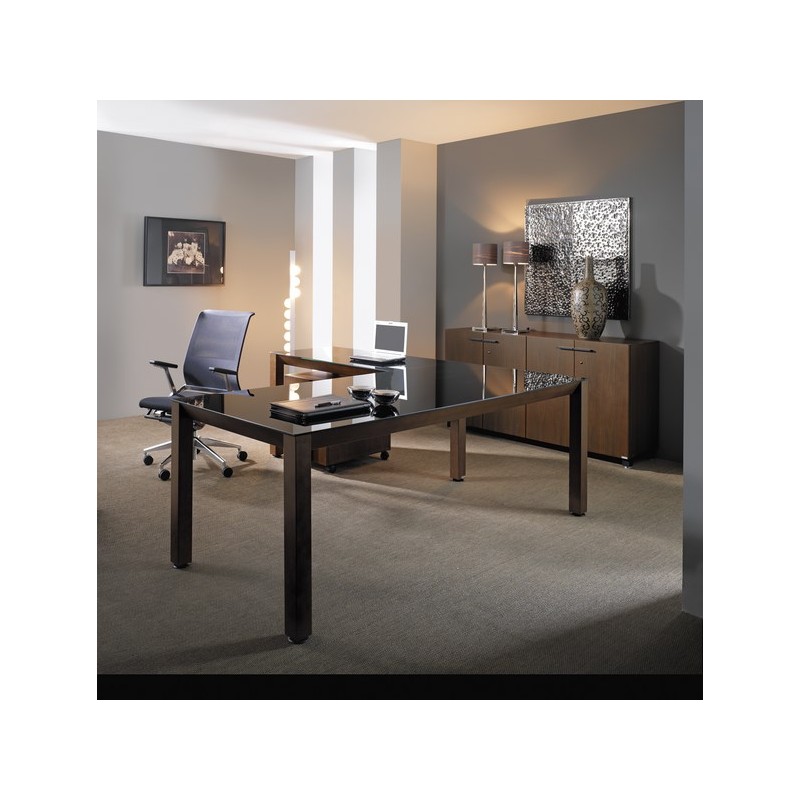 Bureau de direction MACE Kalos avec piétement carré en bois massif