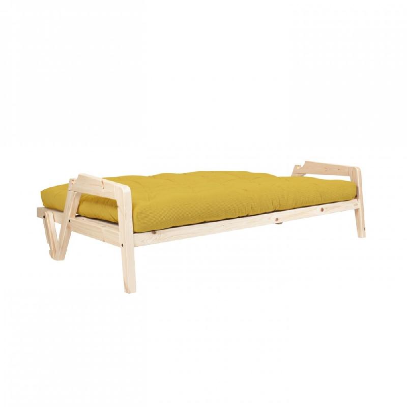 Canapé convertible futon GRAB - Pin naturel - Coloris miel - Couchage 130 x 190 cm - Style scandinave_2