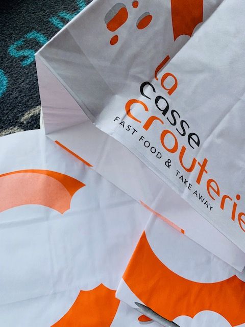 Sac kraft personnalisable - blanc avec poignées torsadées - format 290x300x180 - marquage 2 couleurs - sac alimentaire_2