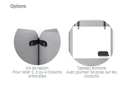 Cloison acoustique sur pieds SOLANGE - Référence 8000 CA E - Punaisable - Fabrication française - 80x158,5 cm_2