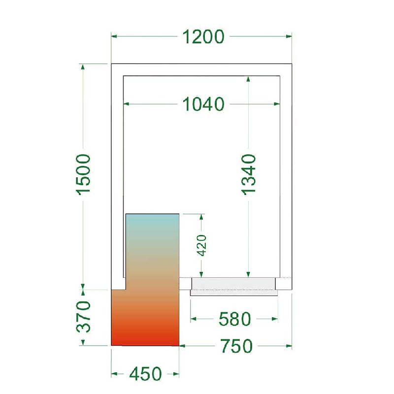 Chambre froide positive 2,84 m3 (1200 x 1500 x 2200 mm) avec monobloc de paroi_2