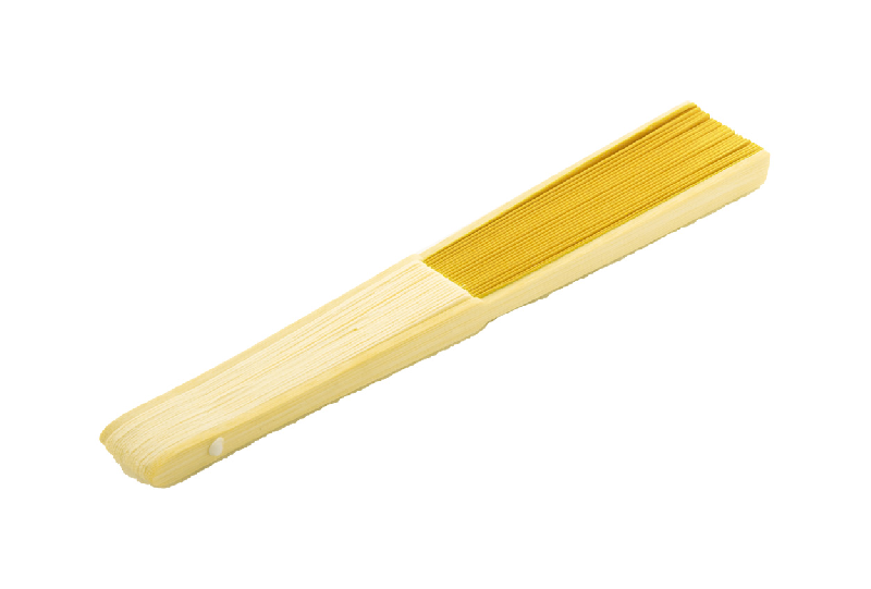 Éventail en papier - branches en bambou - couleur jaune - poids 17,3g_2