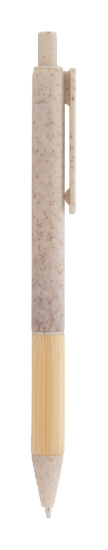 Stylo bille écologique en paille de blé avec grip bambou - Encre bleue - Poids 7.5g_2