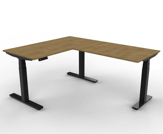 Bureau assis-debout d'angle motorisé CORNERDESK, personnalisable avec plateau éco-responsable_2