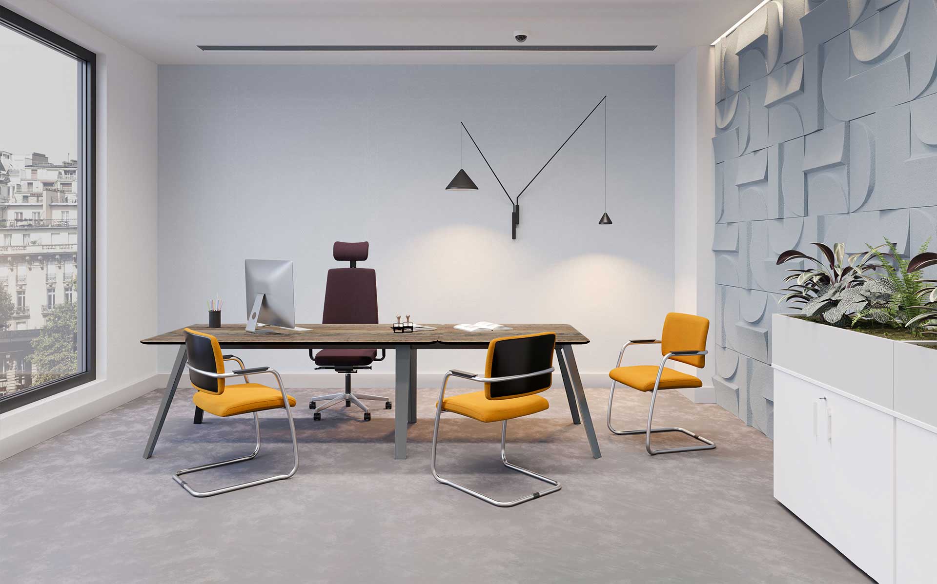 Chaise visiteur design - élégante avec rembourrage généreux - dossier haut ou bas - piètement luge chromé - VISIT_2