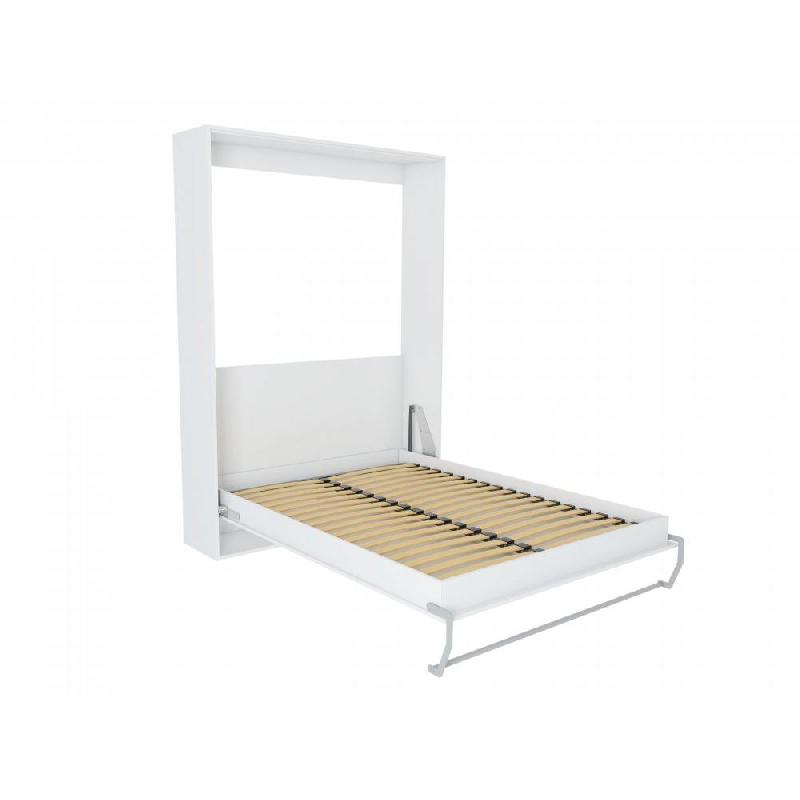 Composition Armoire Lit Escamotable SMART-V2 Blanc Mat - Couchage 140x200 cm avec 2 Colonnes de Rangement_2